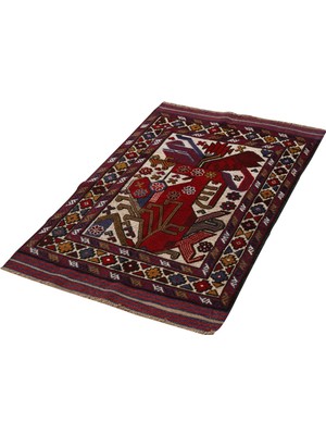 Naar Afgan Berceste Kırmızı El Dokuma Kilim 89X141 ~ 1.25 M2