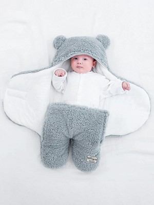 Migie Bebek Dış Kundak Uyku Tulumu Battaniye Kıvırcık Peluş Indigo