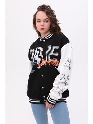 Unisex Oversize Limited Edition Baskılı Bomber Kolej Ceket