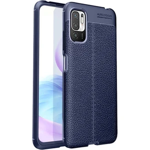 Xiaomi Poco M3 Pro Kılıf Rugan Armor Deri Görünümlü Niss Silikon Lacivert