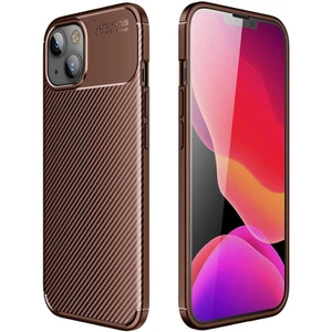 Apple iPhone 13 Mini Kılıf Karbon Dokulu Sert Silikon Arka Kapak Negro Kahverengi