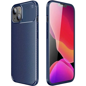 Apple iPhone 13 Mini Kılıf Karbon Dokulu Sert Silikon Arka Kapak Negro Lacivert