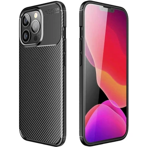 Apple iPhone 13 Pro Max Kılıf Karbon Dokulu Sert Silikon Arka Kapak Negro Siyah