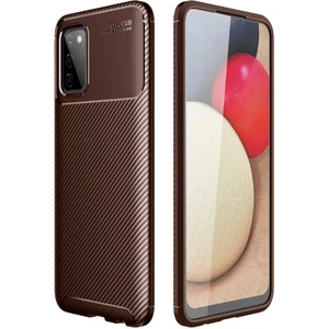 Samsung Galaxy A03S Kılıf Karbon Dokulu Sert Silikon Arka Kapak Negro Kahverengi