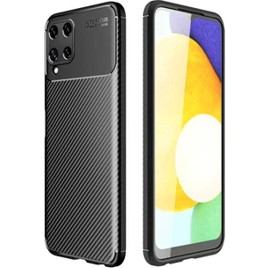 Samsung Galaxy M32 Kılıf Karbon Dokulu Sert Silikon Arka Kapak Negro Siyah