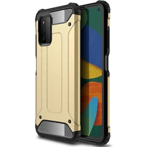 Samsung Galaxy A03S Darbe Emici Kılıf Military Armor Çift Katman Köşe Korumalı Crash Silikon Tank Kapak Gold
