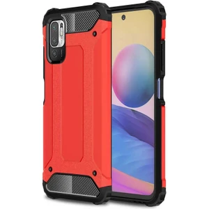 Xiaomi Redmi Note 10 5g Darbe Emici Kılıf Military Armor Çift Katman Köşe Korumalı Crash Silikon Tank Kapak Kırmızı