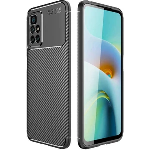 Xiaomi Redmi 10 Kılıf Karbon Dokulu Sert Silikon Arka Kapak Negro Siyah