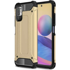 Xiaomi Redmi Note 10 5g Darbe Emici Kılıf Military Armor Çift Katman Köşe Korumalı Crash Silikon Tank Kapak Gold
