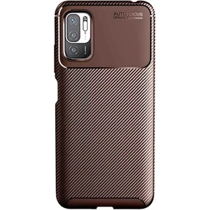 Xiaomi Poco M3 Pro Kılıf Karbon Dokulu Sert Silikon Arka Kapak Negro Kahverengi