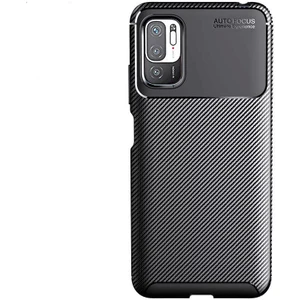 Xiaomi Poco M3 Pro Kılıf Karbon Dokulu Sert Silikon Arka Kapak Negro Siyah