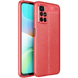 Xiaomi Redmi 10 Kılıf Rugan Armor Deri Görünümlü Niss Silikon Kırmızı