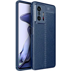 Xiaomi Mi 11T Pro 5g Kılıf Rugan Armor Deri Görünümlü Niss Silikon Lacivert