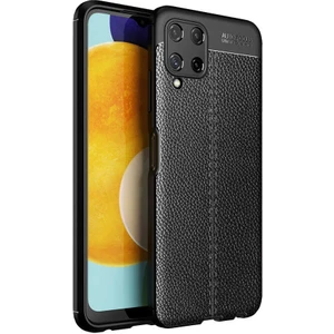 Samsung Galaxy A22 4g Kılıf Rugan Armor Deri Görünümlü Niss Silikon Siyah