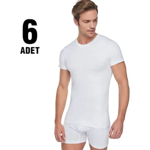 Beyaz Sıfır Yaka Erkek Penye Atlet 6'lı