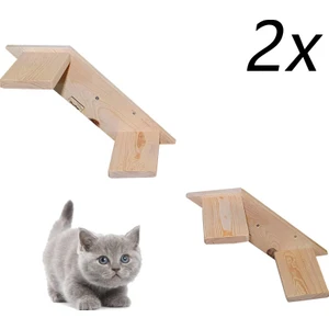 Barış Dizayn Doğal Ahşap Kedi Basamağı Kedi Merdiveni Duvar Yürüyüş Yolu Kedi Oyunu 30CM Parkur (2 Adet)