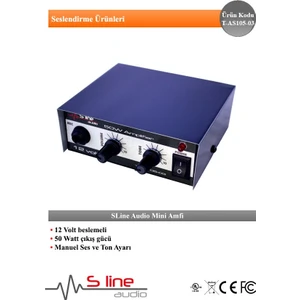 Pazarcı Anfisi 12V 50W Manuel Ses ve Ton Ayarı Pazarcı Anons Anfisi S- Audıo T-AS105-03