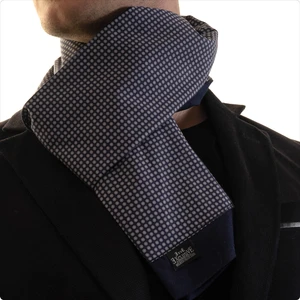 Exve Exclusive Lacivert Üzeri Beyaz Puantiyeli Çift Taraflı Erkek Atkı