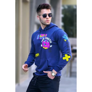 Lacivert Baskılı Kapüşonlu Sweatshirt 5896