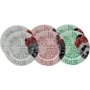 6 Parça Servis Tabağı Kaplan-Panda-Zebra
