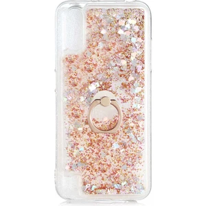 Case 4U A01 Uyumlu Kılıf Yüzüklü Stand Olabilen Hareket Eden Sim ve Pullu Tasarım Milce Kapak Altın