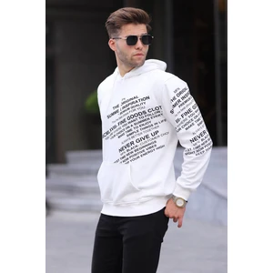 Ekru Baskılı Kapüşonlu Sweatshirt 6009