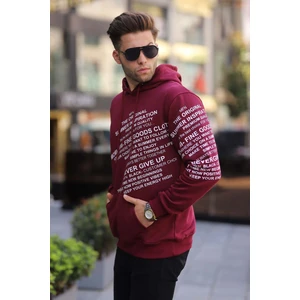 Bordo Baskılı Kapüşonlu Sweatshirt 6009