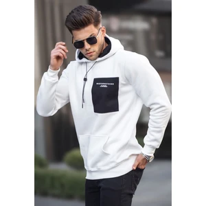 Ekru Baskılı Kapşonlu Sweatshirt 6004