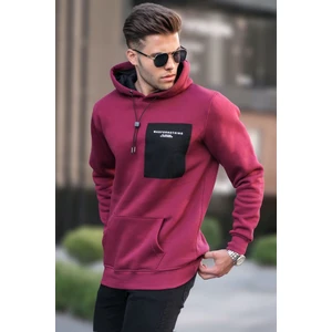 Bordo Baskılı Kapşonlu Sweatshirt 6004