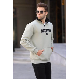 Mint Yeşili Baskılı Fermuar Detaylı Sweatshirt 6003