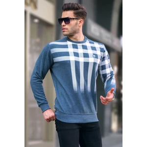Indigo Bisiklet Yaka Baskılı Sweatshirt 6031