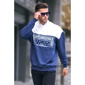 Lacivert Kapüşonlu Desenli Sweatshirt 6022