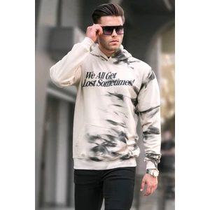 Bej Baskılı Kapüşonlu Sweatshirt 5897