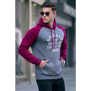 Füme Nakışlı Kapüşonlu Sweatshirt 6011
