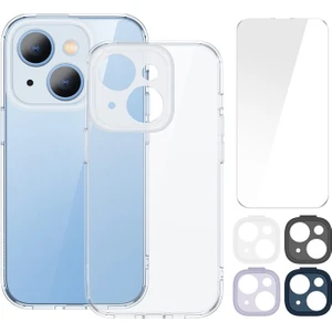 Illusion Series iPhone 14 Plus 6.7 Silikon Kılıf + Tempered Ekran Koruyucu + 4x Kamera Koruyu