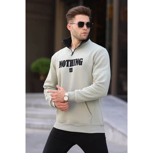 Mint Yeşili Baskılı Fermuar Detaylı Sweatshirt 6003