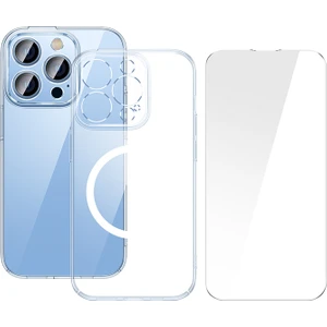 Crystal iPhone 14 Pro Max 6.7 Magsafe Silikon Kılıf + Tempered Ekran Koruyucu Set