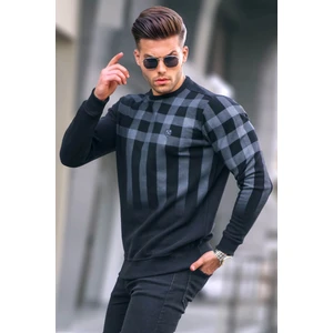 Siyah Bisiklet Yaka Baskılı Sweatshirt 6031