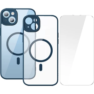 Frame Series iPhone 14 6.1 Kamera Koruyuculu Magsafe Kılıf + Tempered Ekran Koruyucu Set