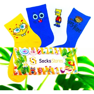 Erkek Kadın Çorap Soket Corap Kadın Renkli Desenli Çoraplar 4 Adet