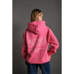 Kadın Ters Düz Nothing Baskılı Oversize Sweatshir