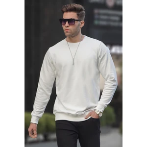 Ekru Basic Bisiklet Yaka Erkek Sweatshirt 6047