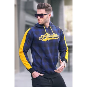 Kapşonlu Ekoseli Sweatshirt Lacivert 2843