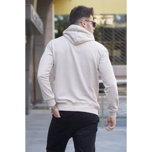 Bej Baskılı Kapüşonlu Sweatshirt 5896