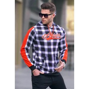 Kapşonlu Ekoseli Sweatshirt Beyaz 2843