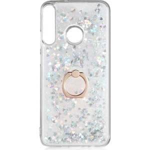 Case 4U Huawei P40 Lite E Kılıf Yüzüklü Stand Olabilen Hareket Eden Sim ve Pullu Tasarım Milce Kapak Gümüş