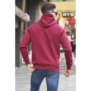 Kırmızı Fermuarlı Kapüşonlu Sweatshirt 4701