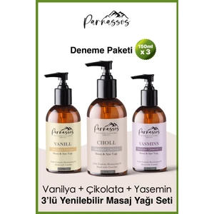 Vanilya, Yasemin Özlü ve Çikolata Dinlendirici Masaj Yağı Seti 150 ml