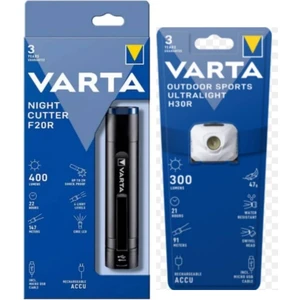 18900 Night Cutter F20R Şarjlı El Feneri + VARTA18631 Outdoor Sports H20 Şarjlı Kafa Feneri Aydos