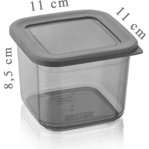 Sızdırmaz Kapaklı Kare Erzak Saklama Kabı Antrasit Küçük Saklama Kabı 12 x 650 ml